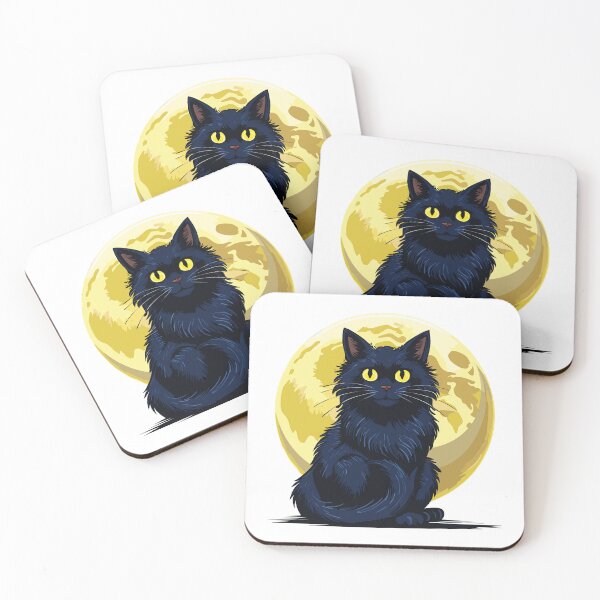 Item preview, Black cat with a full moon in the background, Angry black cat with big eyes, Yellow cat's eyes, Friday 13 with black cats designed and sold by Danler.