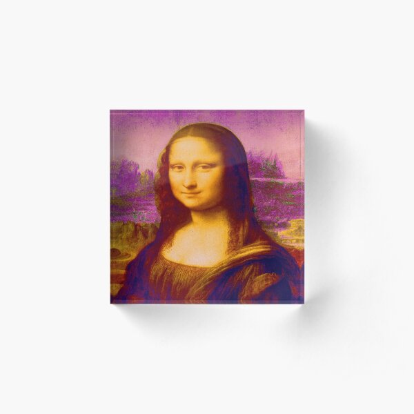 Mona Lisa in Pink da Vinci Renaissance Art Acrylic Block