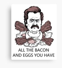 Ron Swanson Bacon And Eggs Canvas Print