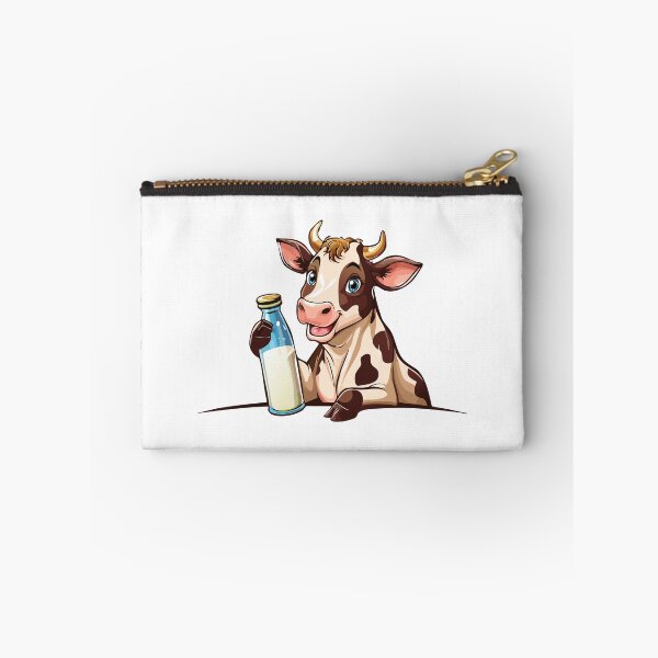 Item preview, Cartoon happy cow holding a bottle of milk, Cheerful cow with a bottle of milk, Farm, cow with horns watching you curiously, Farming cattle animal, sketch for milk diary and beef products designed and sold by Danler.
