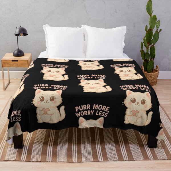 Item preview, Purr More Worry Less Cute Kawaii Cat Pastel Art. designed and sold by AddyTae.
