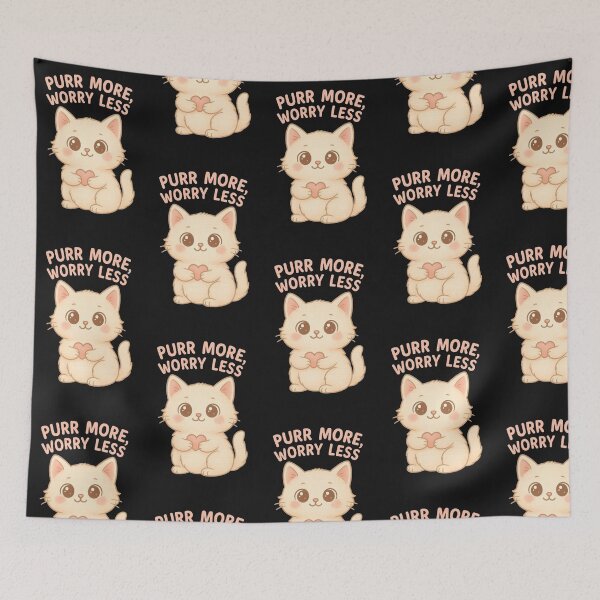 Item preview, Purr More Worry Less Cute Kawaii Cat Pastel Art. designed and sold by AddyTae.