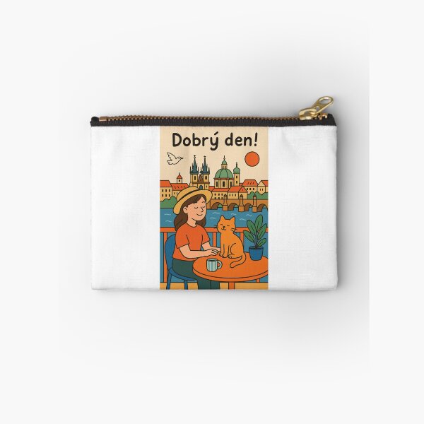 Item preview, Dobrý Den in Prague – Cute Cartoon Woman and Cat Illustration designed and sold by holaitssher.