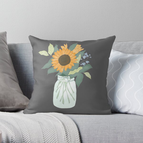 Sunflower in Jar Throw Pillow