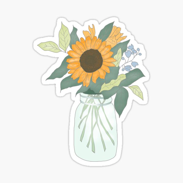 Sunflower in Jar Sticker