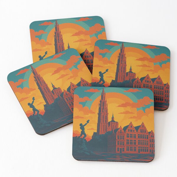 Item preview, Colorful Retro Pop Art Travel Poster of Antwerp | Vintage Belgium Wall Art | Old Town Antwerp Print | European Cityscape in Bold Colors | Mid-Century Modern Travel Aesthetic designed and sold by PaintedPixels01.