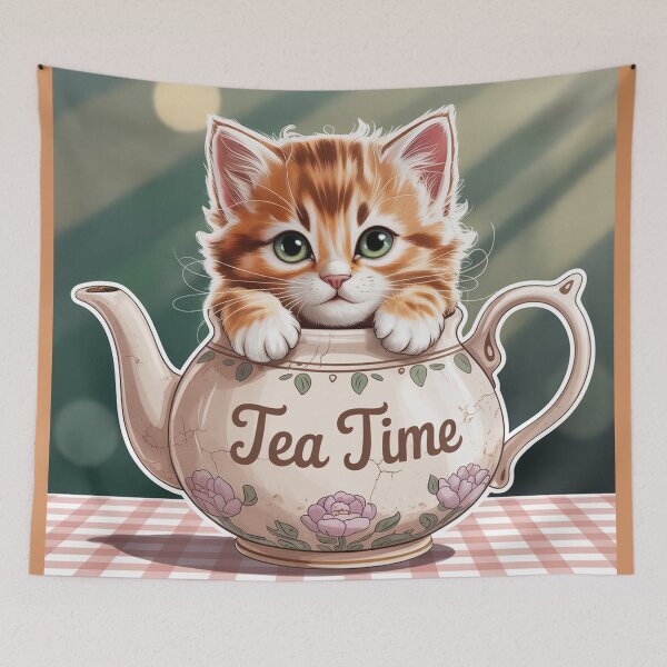 Item preview, Ginger kitten in a teapot. designed and sold by Lilashakti ⭐️ ⭐️ ⭐️ ⭐️ ⭐️.