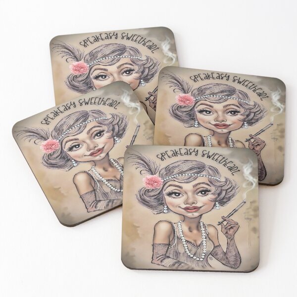 Item preview, Speakeasy Sweetheart Flapper Girl Caricature Art designed and sold by gleefulme.