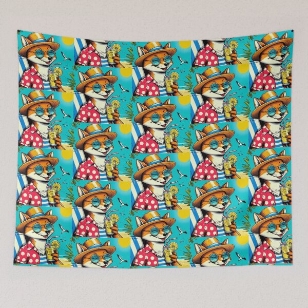 Item preview, Cute fox at summer holiday  designed and sold by Dogandesighn.