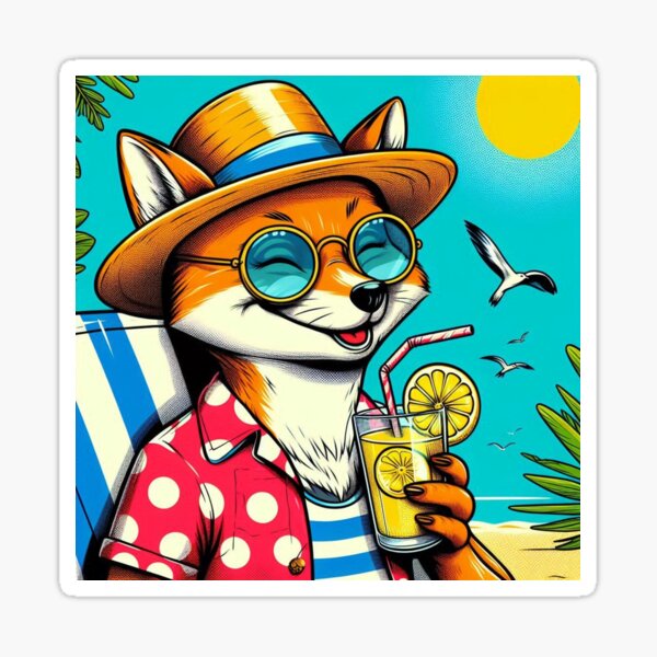 Item preview, Cute fox at summer holiday  designed and sold by Dogandesighn.