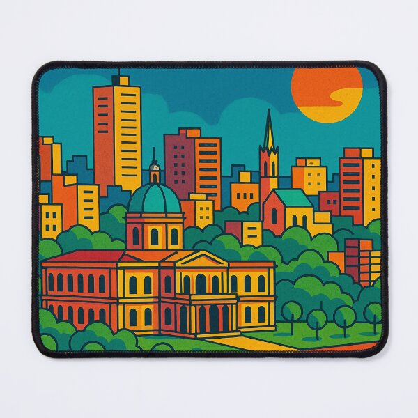 Item preview, Vibrant Digital Retro Pop Art Travel Poster of Asuncion | Vintage Style Cityscape | Colorful South America Travel Wall Art | Mid-Century Modern Decor designed and sold by PaintedPixels01.