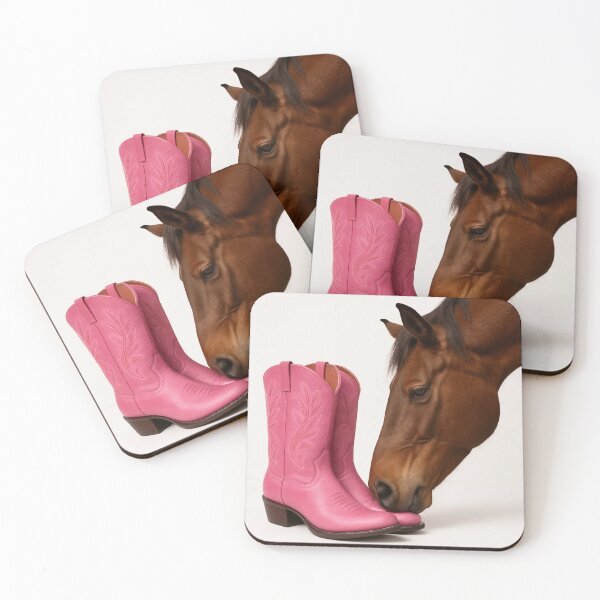 Item preview, pink cowgirl boot and bay horse designed and sold by OnlyTheWest.
