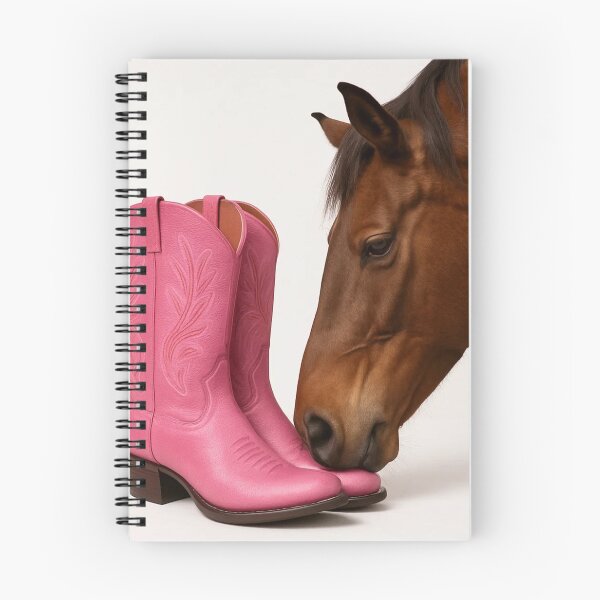 Item preview, pink cowgirl boot and bay horse designed and sold by OnlyTheWest.