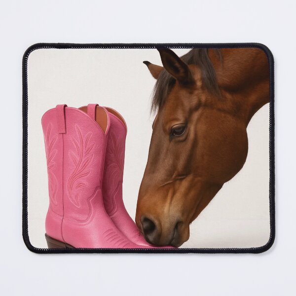 Item preview, pink cowgirl boot and bay horse designed and sold by OnlyTheWest.