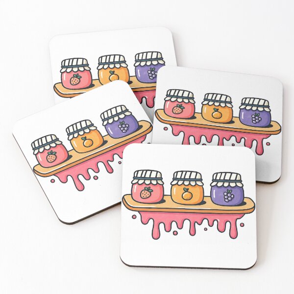 Item preview, Cute Cartoon Jam Jars Trio with Dripping Shelf designed and sold by ArtfulWeave.