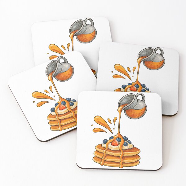 Item preview, Pancakes and Syrup Splash with Berries Illustration designed and sold by ArtfulWeave.