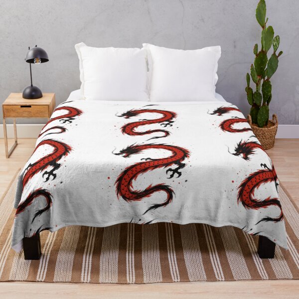 Item preview, Dark Red and Black Ink Dragon in Brushstroke Style designed and sold by ArtfulWeave.