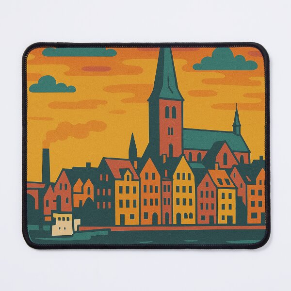 Item preview, Vibrant Digital Retro Pop Art Travel Poster of Aarhus | Scandinavian Cityscape Illustration | Colorful Vintage Travel Art | Modern Minimalist Wall Decor designed and sold by PaintedPixels01.