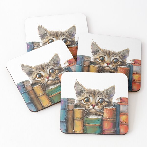 Item preview, Cute cat with books designed and sold by ARTelierDigital.
