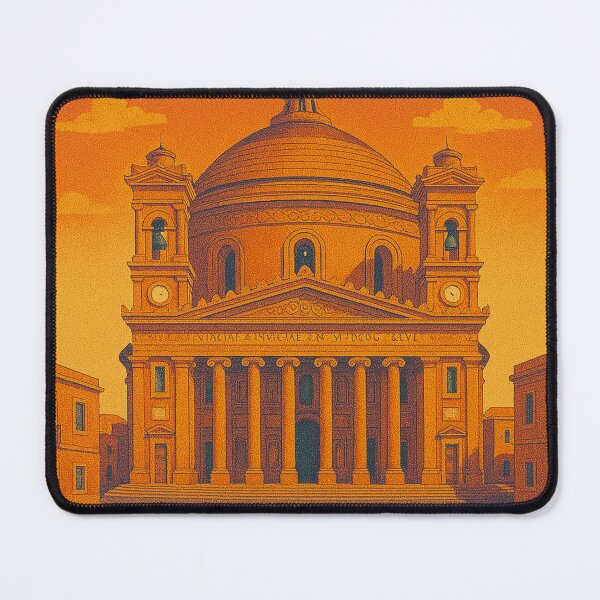 Item preview, Colorful Retro Pop Art Poster of Mosta Dome | Vintage Malta Travel Art | Digital Mosta Wall Decor | Bold Cityscape Illustration | Mediterranean Architecture Print designed and sold by PaintedPixels01.