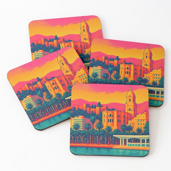 Item preview, Colorful Retro Pop Art Travel Poster of Malaga | Vintage Spanish Cityscape Wall Art | Costa del Sol Travel Aesthetic | Bold Illustration of Malaga Landmarks designed and sold by PaintedPixels01.