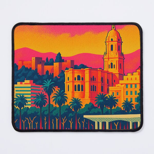 Item preview, Colorful Retro Pop Art Travel Poster of Malaga | Vintage Spanish Cityscape Wall Art | Costa del Sol Travel Aesthetic | Bold Illustration of Malaga Landmarks designed and sold by PaintedPixels01.