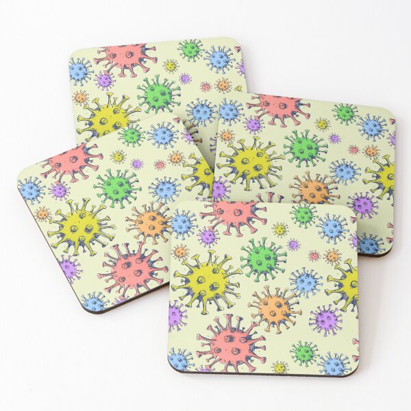 Item preview, Pastel Rainbow Virus Pretty Hand Drawn Doodle Germs  designed and sold by TackyTime.