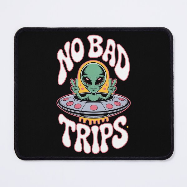 Item preview, Psychedelic Alien Poster – “No Bad Trips” Flying Saucer Retro Art designed and sold by ARTReMi.