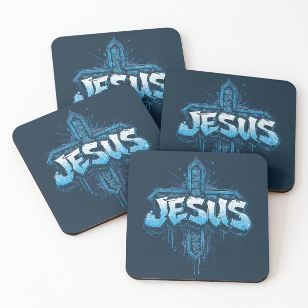 Item preview, Icy Blue Graffiti Cross Featuring the Name "JESUS" designed and sold by bAIryBarn.