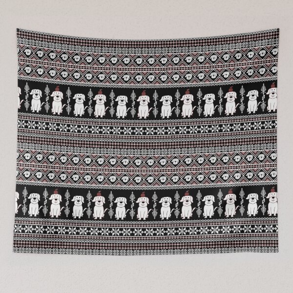 Item preview, Fair Isle Dog Knit Pattern in Black White Red designed and sold by overheadclick.