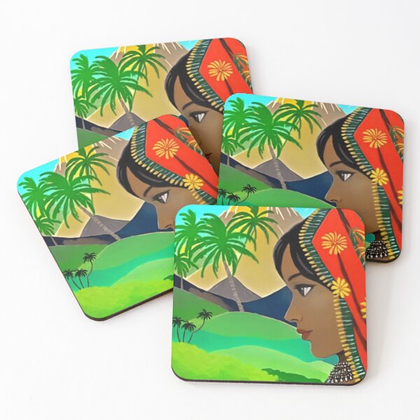 Item preview, Indian Woman in Red Headscarf – Serene Side Profile with Lush Tropical Landscape | YourRandomStore designed and sold by YourRandomStore.