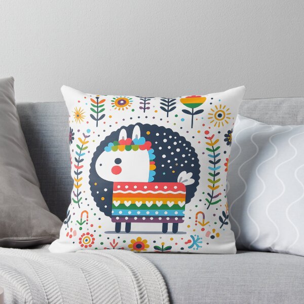 Item preview, Llama Piñata Rainbow Folk Circle - Scandinavian Folk Art by heidiannemorris © designed and sold by FOLK ART FUSION.
