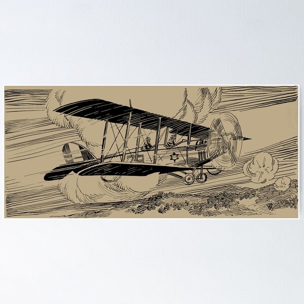 Item preview, Vintage World War Plane Illustration 1 designed and sold by AntiqueDreaming.