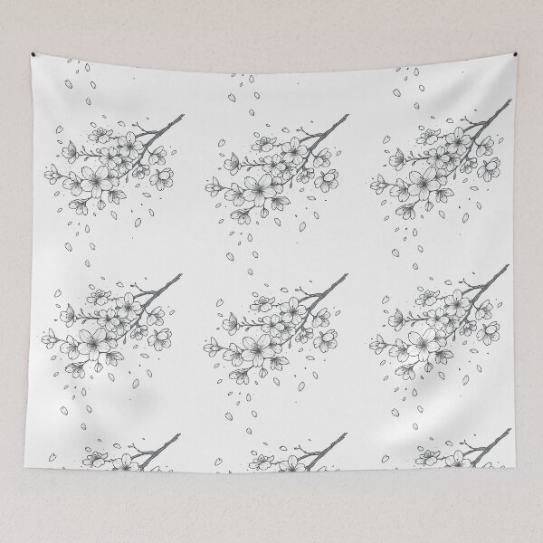 Item preview, Elegant Cherry Blossom Branch in Falling Petal Style designed and sold by ArtfulWeave.