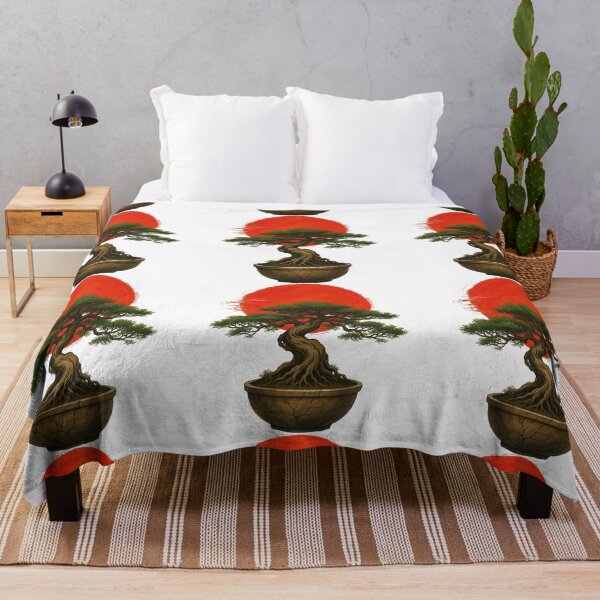 Item preview, Twisted Bonsai Tree with Red Rising Sun Background designed and sold by ArtfulWeave.