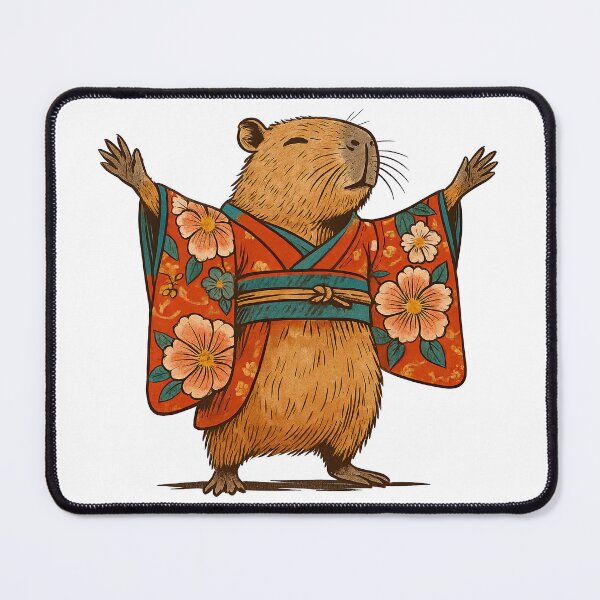 Item preview, Capybara in Kimono with Japanese Floral Patterns designed and sold by ArtfulWeave.