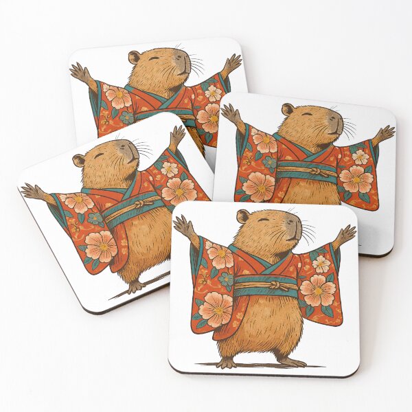 Item preview, Capybara in Kimono with Japanese Floral Patterns designed and sold by ArtfulWeave.