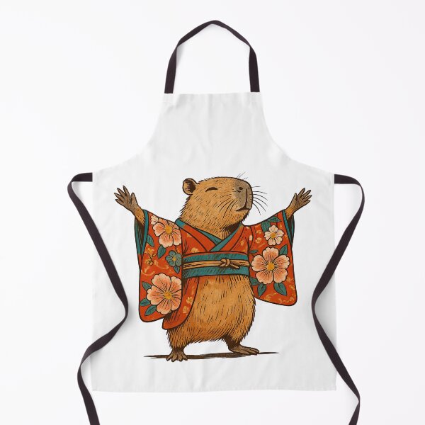Item preview, Capybara in Kimono with Japanese Floral Patterns designed and sold by ArtfulWeave.