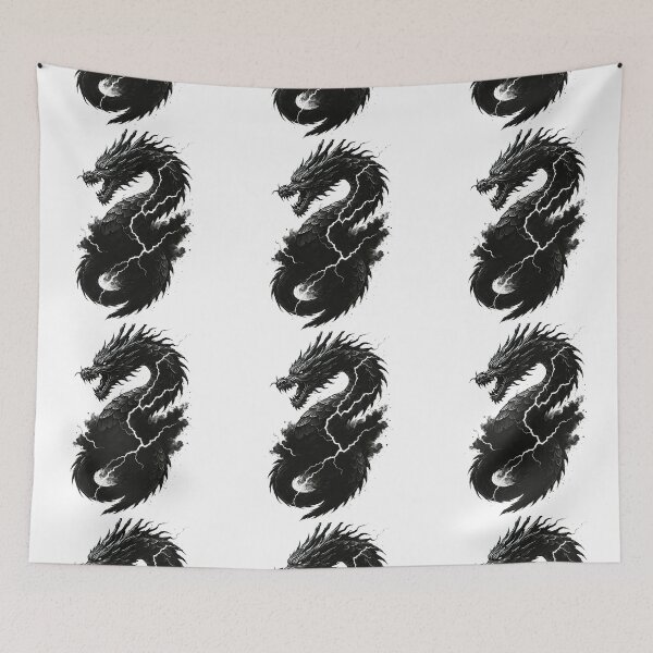 Item preview, Cracked Shadow Dragon in Monochrome with Smoky Effect designed and sold by ArtfulWeave.