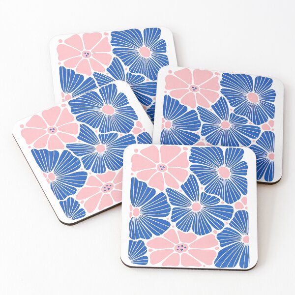 Item preview, Bold Pink and Blue Graphic Floral Pattern Illustration designed and sold by ArtfulWeave.
