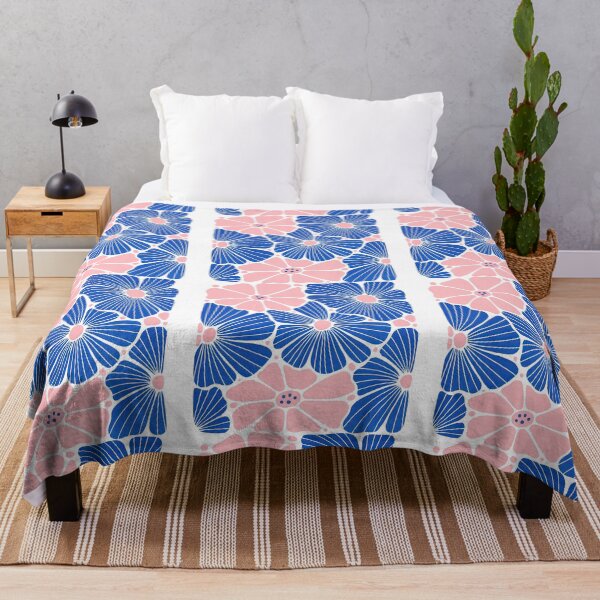 Item preview, Bold Pink and Blue Graphic Floral Pattern Illustration designed and sold by ArtfulWeave.