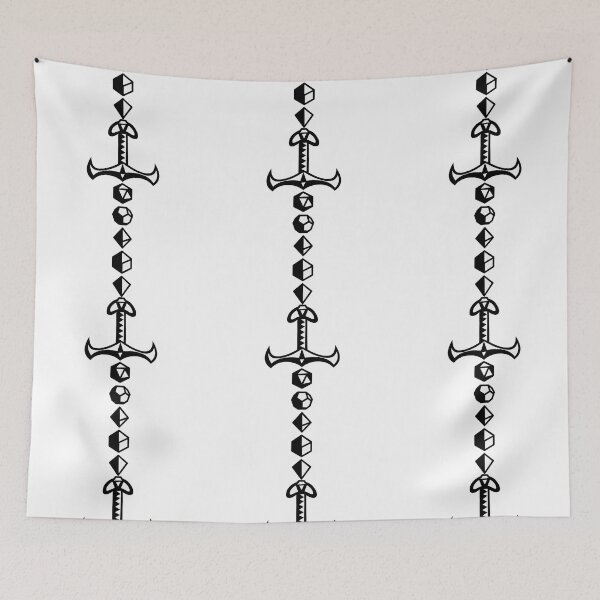 Item preview, Geometric Black Sword with Dice Elements Vertical Design designed and sold by ArtfulWeave.