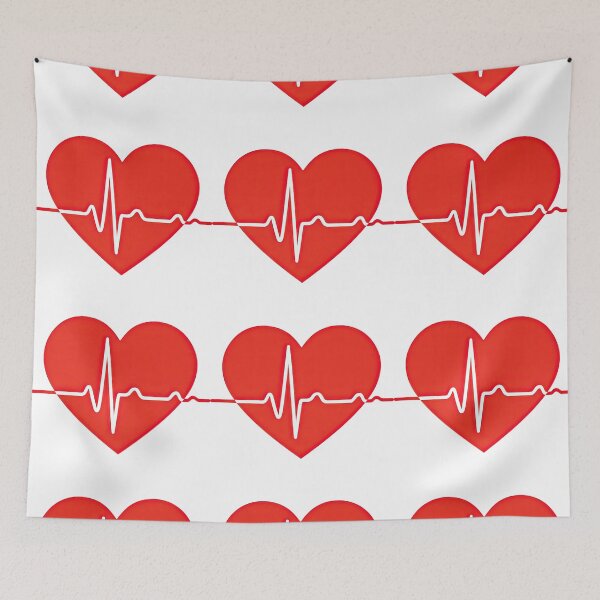Item preview, Heartbeat Line Through Red Heart Symbol Design designed and sold by ArtfulWeave.