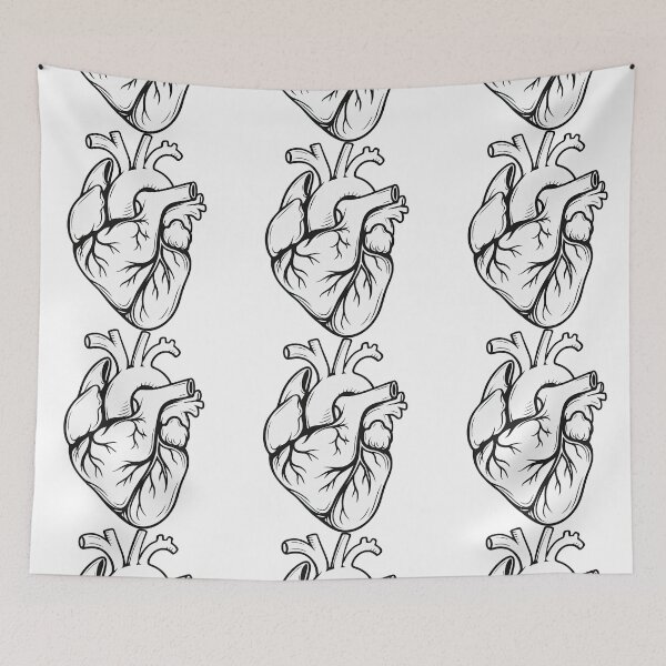Item preview, Detailed Anatomical Human Heart Line Drawing designed and sold by ArtfulWeave.