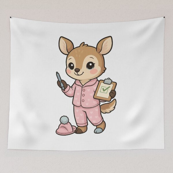 Item preview, Kawaii Pajama Checker Deer – Cute Bedtime Routine Sticker designed and sold by Tenpercentluck.