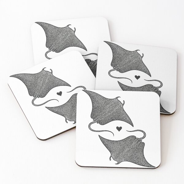 Item preview, Spotted Manta Rays Swimming in Love with Heart Detail designed and sold by ArtfulWeave.