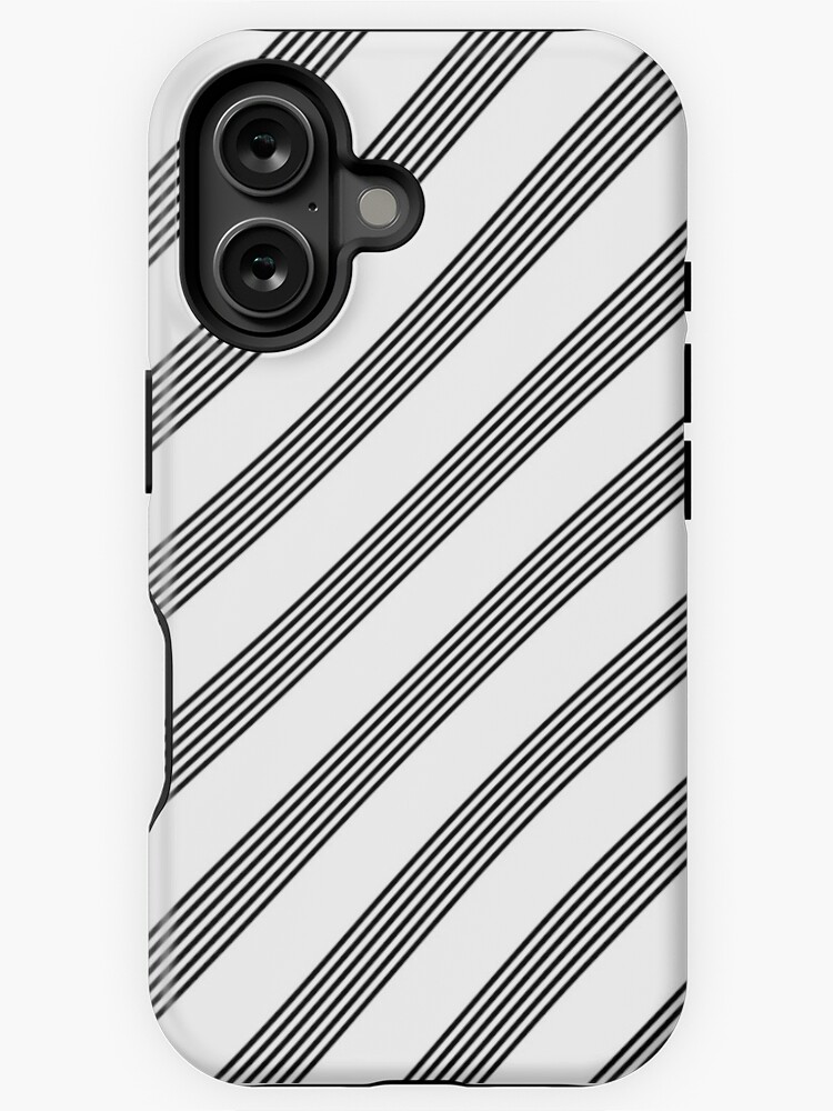 Thumbnail 1 of 4, iPhone Case, Sophisticated Aesthetic White And Black Diagonal Multi-Size Striped Design designed and sold by K9ish.