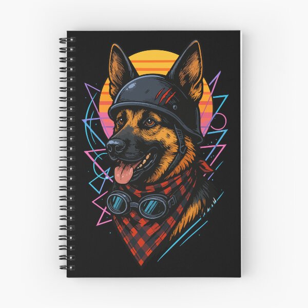 Item preview, German Shepherd Biker Dog Helmet Retro designed and sold by TomFrontierArt.