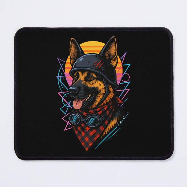 Item preview, German Shepherd Biker Dog Helmet Retro designed and sold by TomFrontierArt.