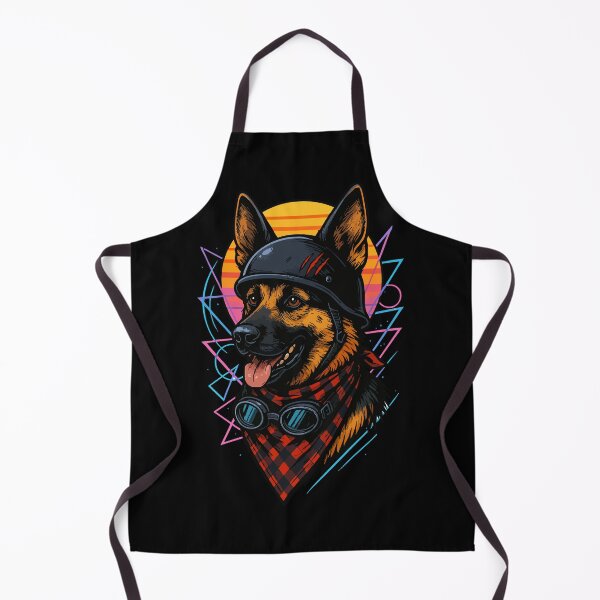 Item preview, German Shepherd Biker Dog Helmet Retro designed and sold by TomFrontierArt.